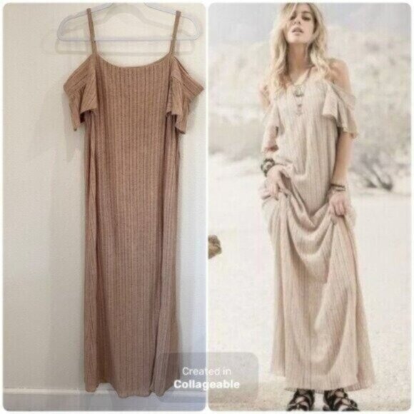 Anthropologie Dresses & Skirts - Anthropologie Linen Blend Strap Maxi Dress Boho Neutral Gypsy Feminine Western